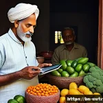 Home 21 맞춤형 영양 요구의 중요성에 대한 연구 - A vibrant and detailed illustration of a traditional Bengali kitchen scene showing a middle-aged Ben...