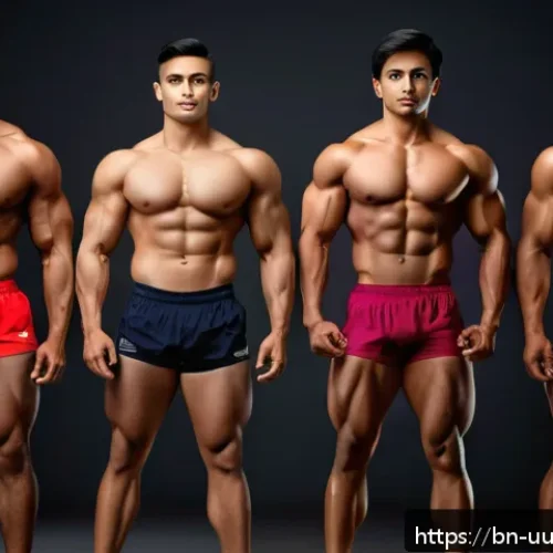 Home 30 신체 유형에 따른 맞춤형 영양 조절 전략 - A detailed illustration of three distinct male body types representing ectomorph, mesomorph, and end...